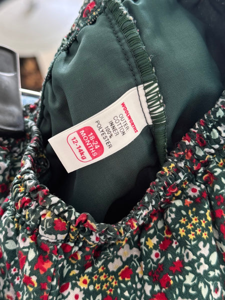 Forest green floral pants - 18-24mnths