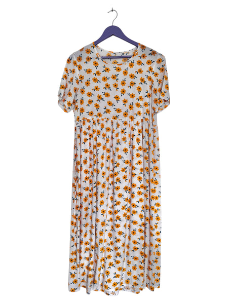 White sunflower dress - Size Medium