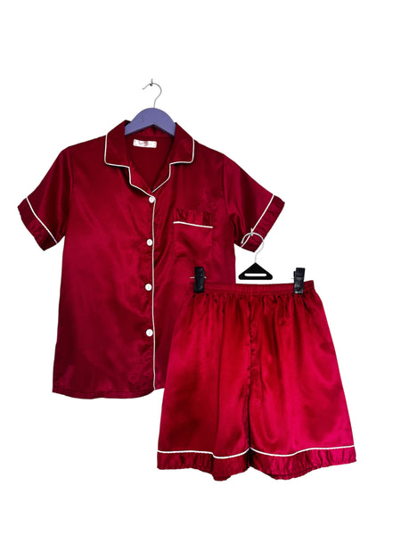 Red satin PJ set - Size XS