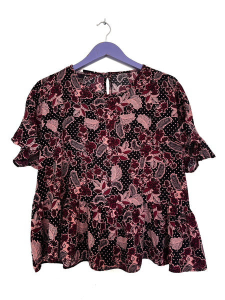 Maroon ruffle top - Size Large