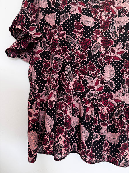 Maroon ruffle top - Size Large