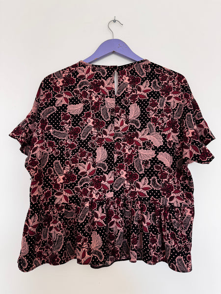 Maroon ruffle top - Size Large
