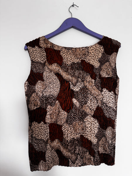 Brown crinkle top - Size Large