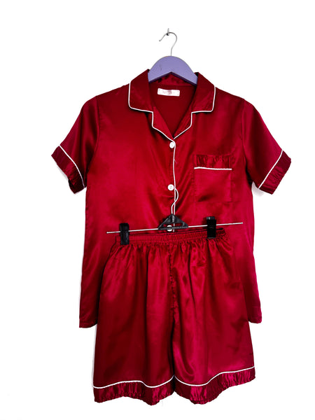 Red satin PJ set - Size XS
