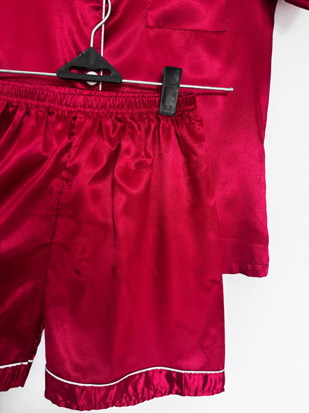 Red satin PJ set - Size XS