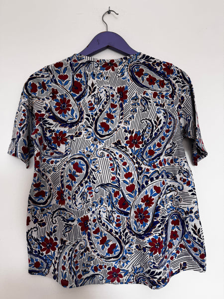 Blue paisley top - Size Small