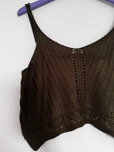 Dark khaki crop top - Size Large