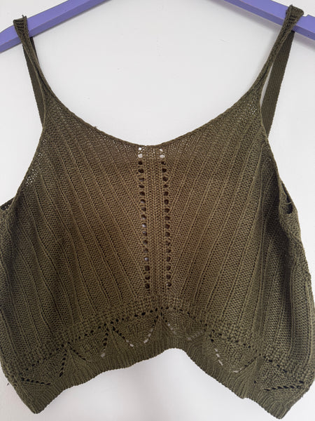 Dark khaki crop top - Size Large