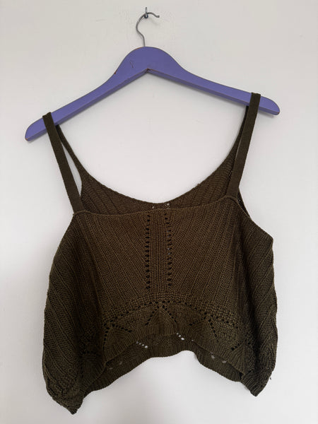 Dark khaki crop top - Size Large