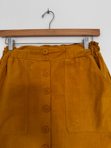 Mustard linen midi skirt - Size 34