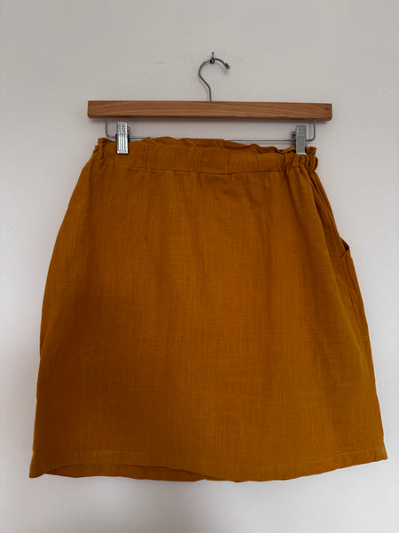 Mustard linen midi skirt - Size 34