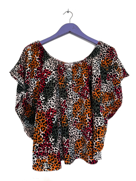 Colour leopard print top - Size Large