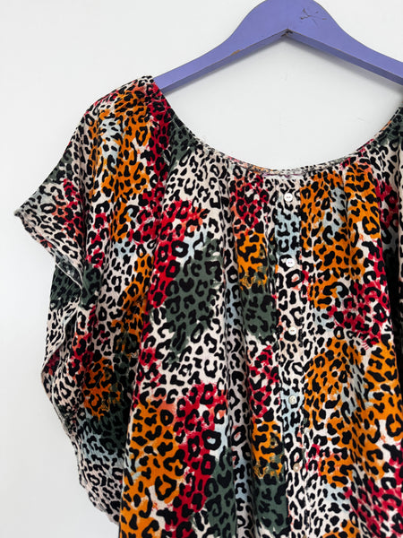 Colour leopard print top - Size Large