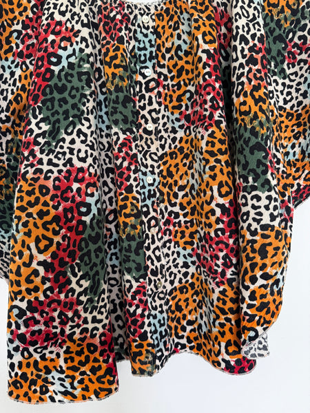 Colour leopard print top - Size Large
