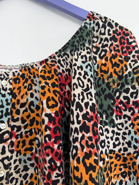 Colour leopard print top - Size Large