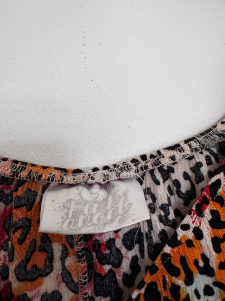 Colour leopard print top - Size Large