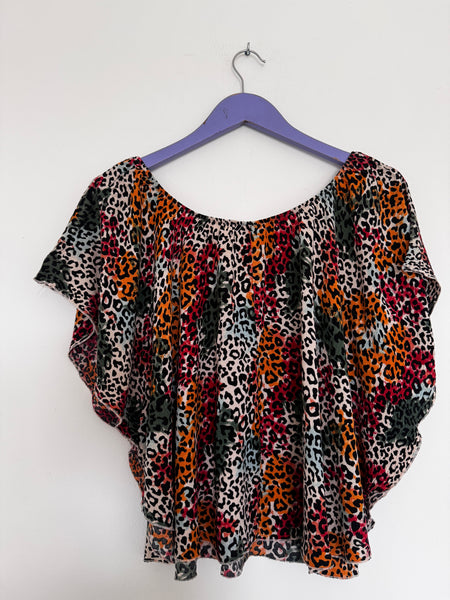 Colour leopard print top - Size Large