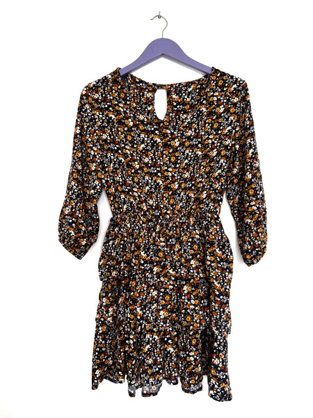 Navy floral tier dress - Size Medium
