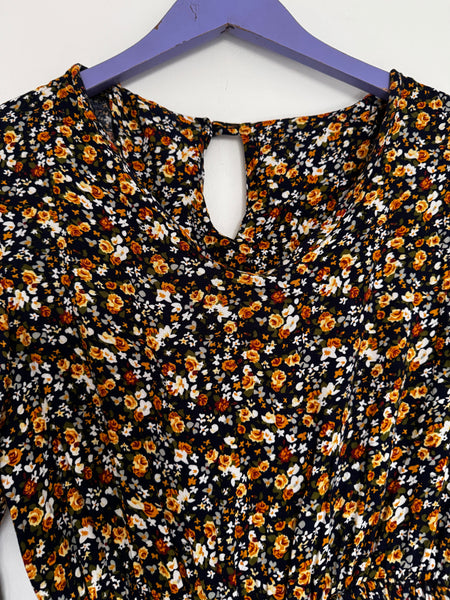 Navy floral tier dress - Size Medium