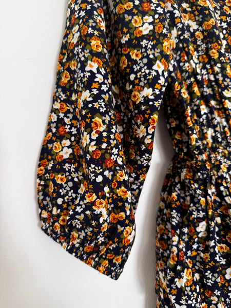 Navy floral tier dress - Size Medium
