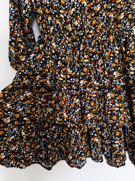 Navy floral tier dress - Size Medium