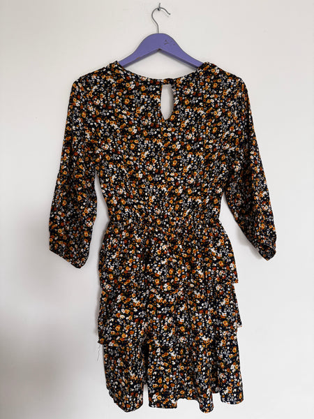 Navy floral tier dress - Size Medium