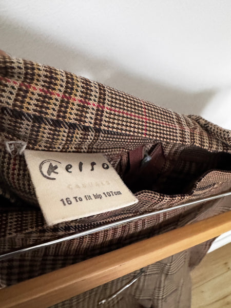 Brown tartan skirt - Size 16