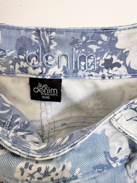 Floral denim pants - Size 16