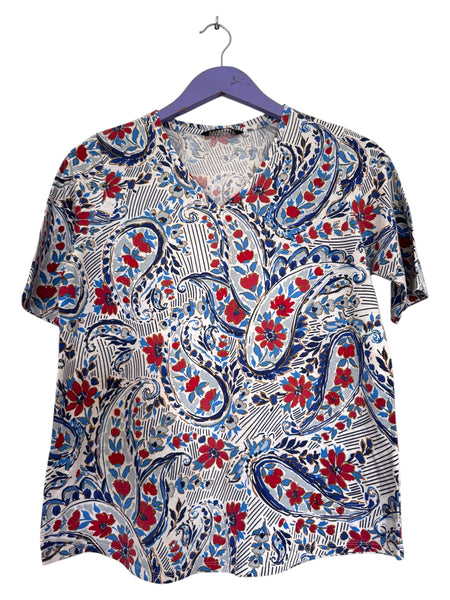Blue paisley top - Size Small