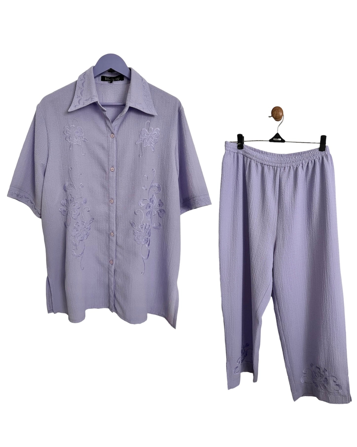 Lavender embroidered set - Size Large (loose fit)