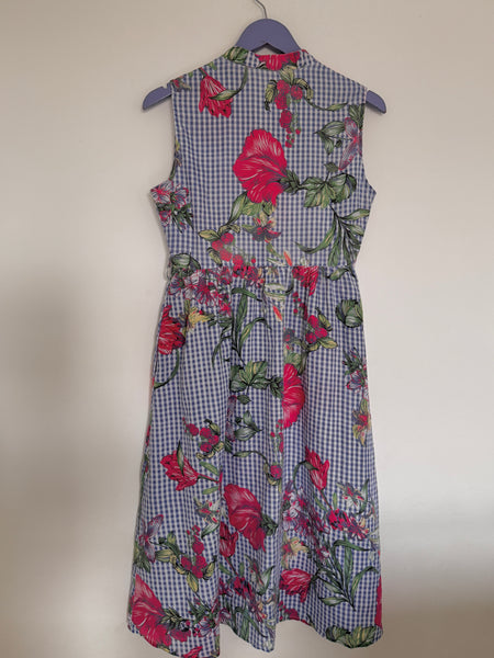 Gingham floral button dress - Size Small