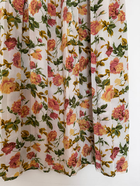 Cream floral pleat skirt - Size 20
