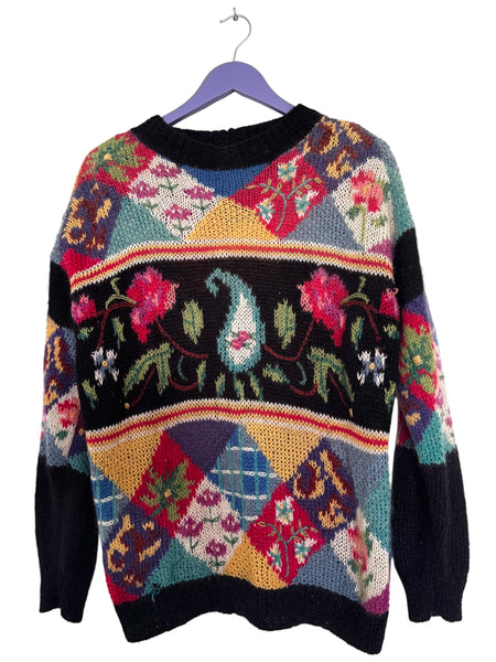 Black mohair vintage knit - Size Medium