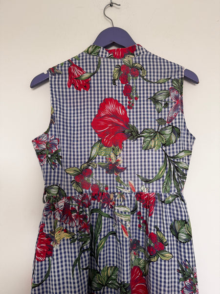 Gingham floral button dress - Size Small