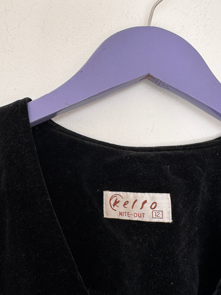 Black velvet sheer top - Size 12