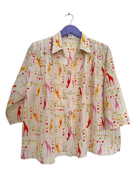 Cream giraffe blouse - Size XL