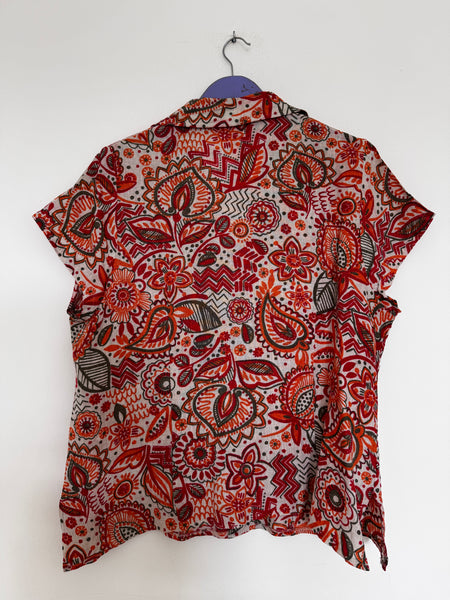 Dark orange paisley top - Size
