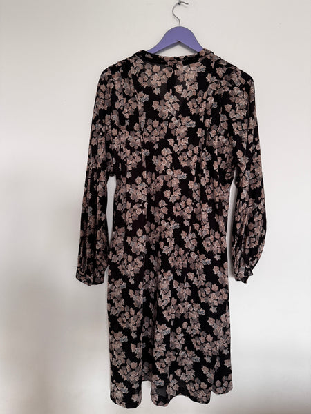 Dark brown floral dress - size 16