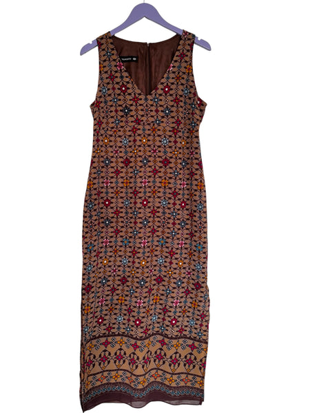 Brown patterned dress - Size 36 (small cut)