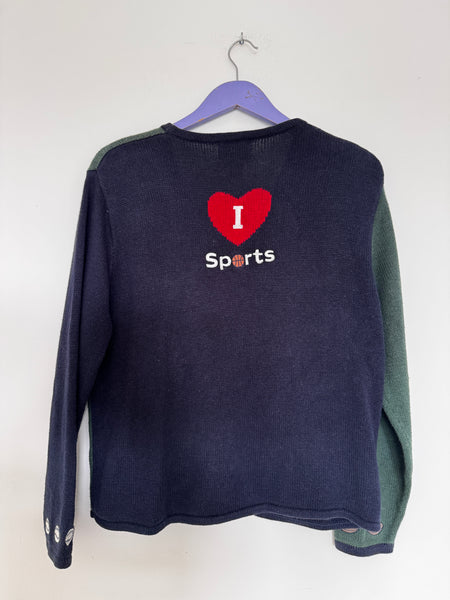 Baseball embroidered vintage cardigan - Size Large