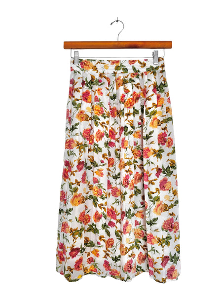 Cream floral pleat skirt - Size 20