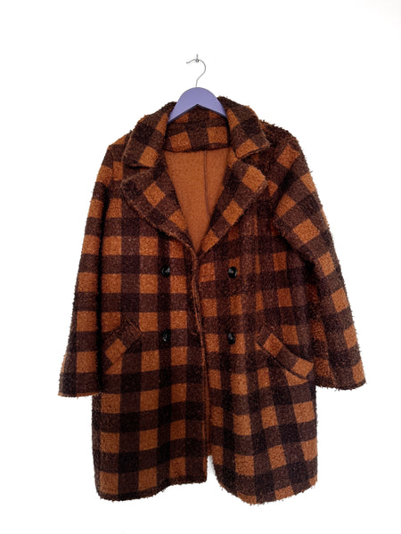 Brown block coat - Size Medium