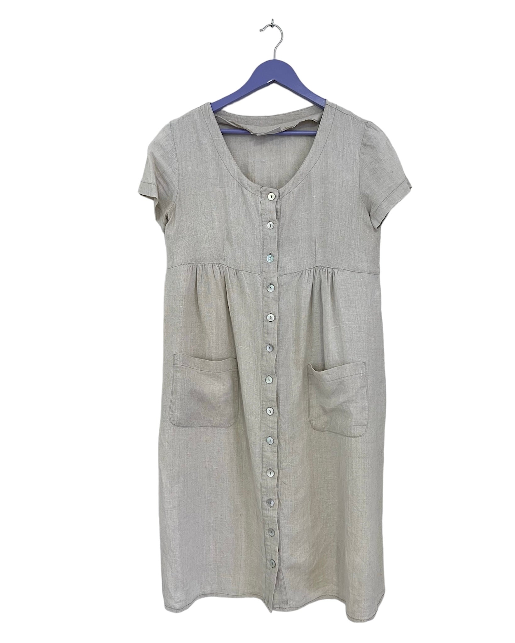 Sand grey button dress - Size Large