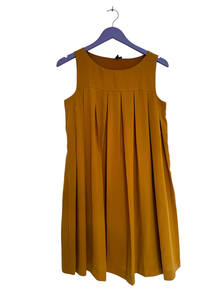 Mustard pleat dress - Size Small