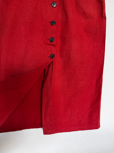 Tangerine linen skirt - Size 36