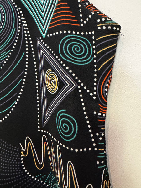 Black pattern tight dress - Size