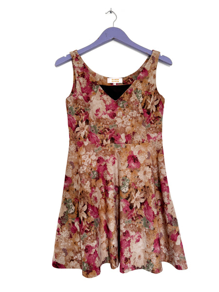Tan floral dress - Size Small