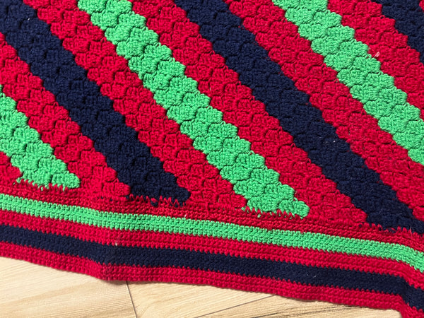 Red blue crotchet blanket