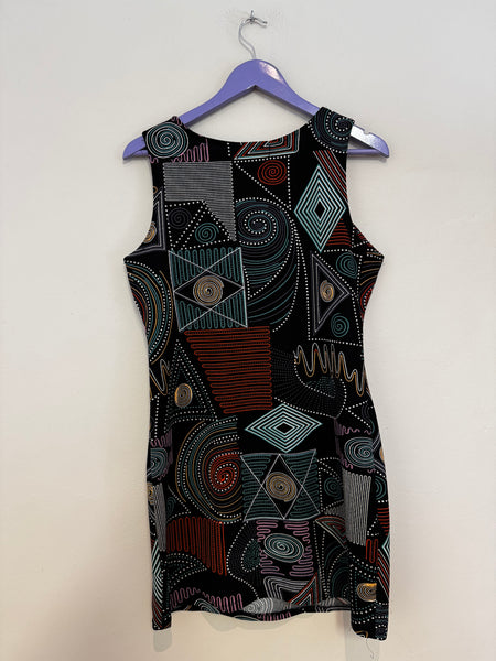 Black pattern tight dress - Size