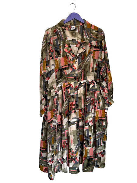 Patterned vintage dress - Size XXL/XXXL